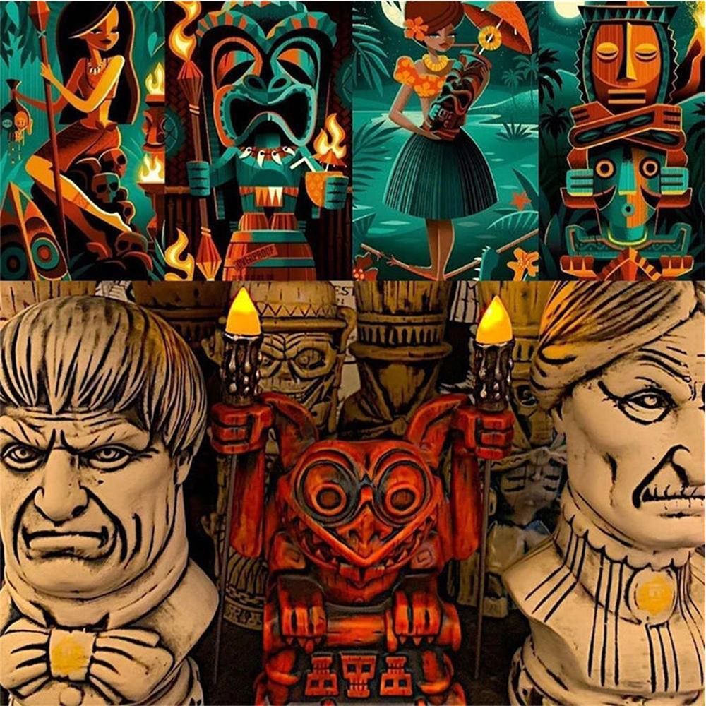 Hawaii Totem Tiki Figure Statue Torch Luminous Water Cup F392