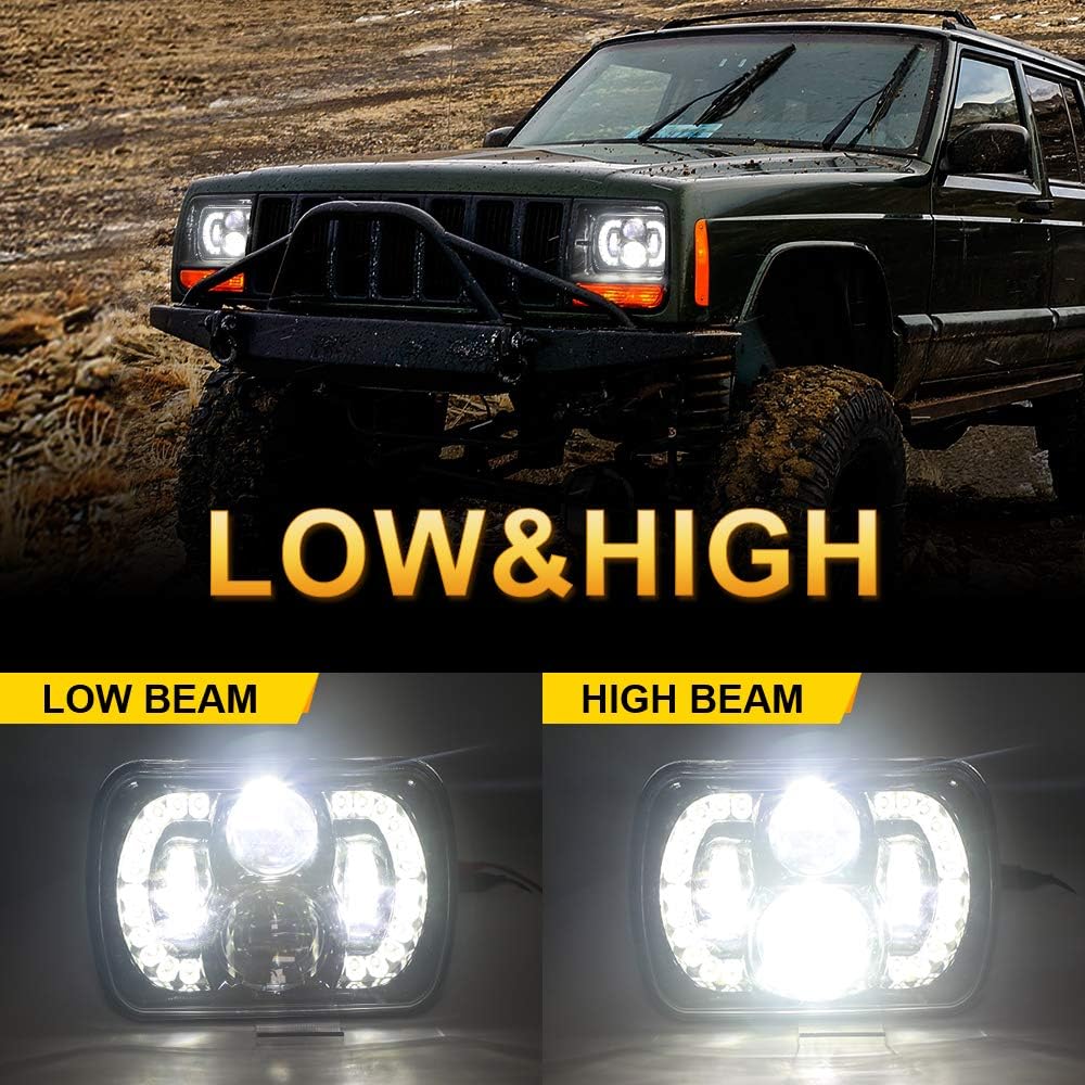 5x7/7x6 Inch Projector LED Headlights with DRL Cambered Lens K80310