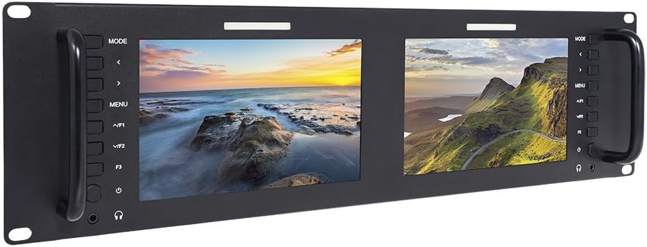 Dual 7 Inch 3RU Broadcast SDI Rack Mount Monitor IPS 1280x800 HD LCD Screen 3G SDI HDMI AV Input and Output K6383