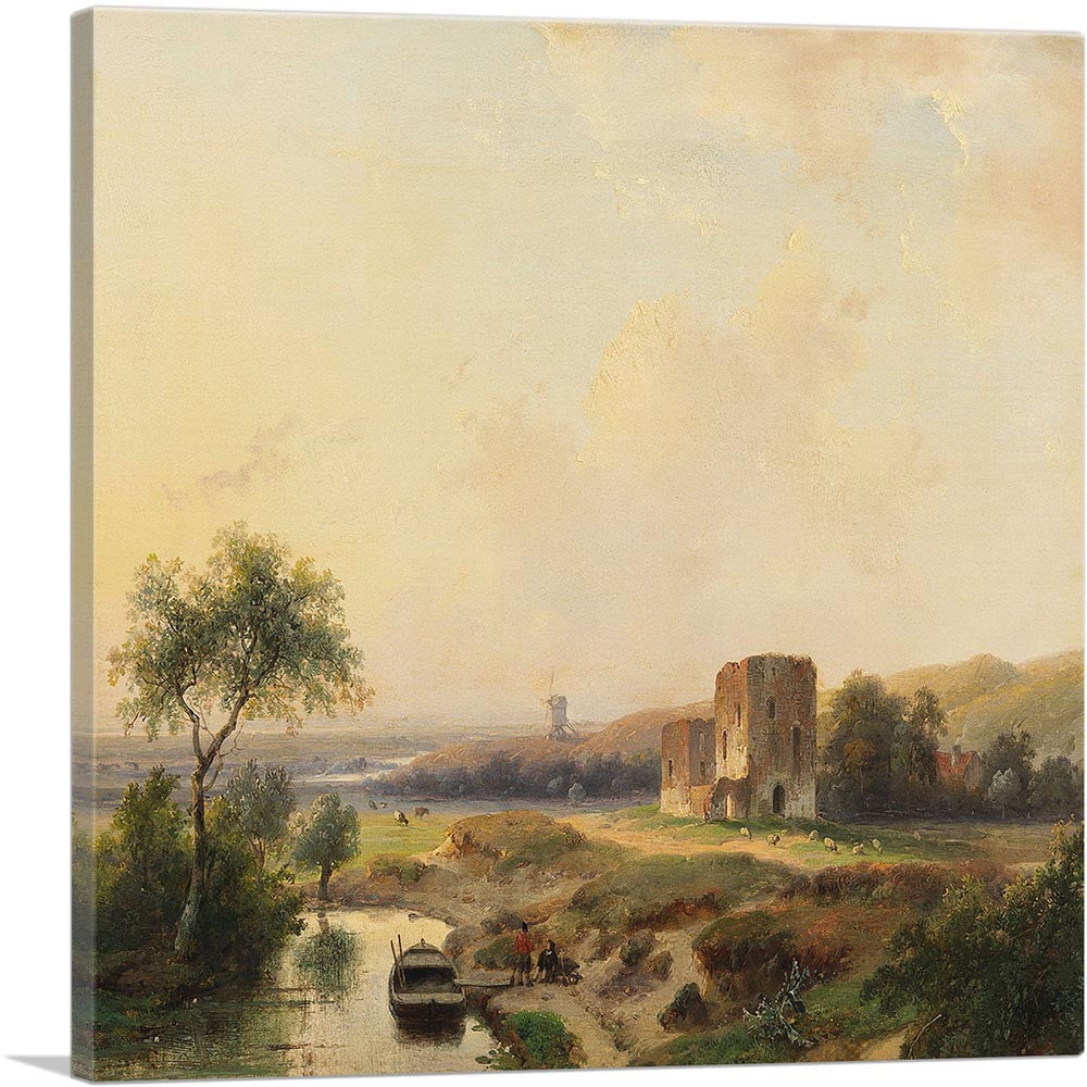 Canvas Art Print by Andreas Schelfhout - Size: 18" x 18" (0.75" Deep) A3175