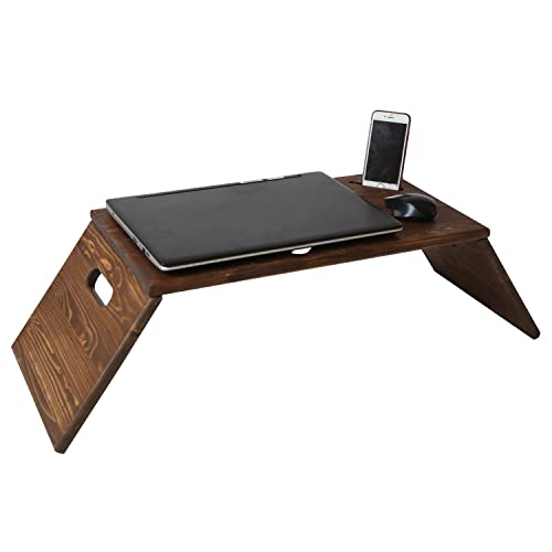 Walnut Wooden Laptop Stand with Phone Holder and Foldable Legs K1632