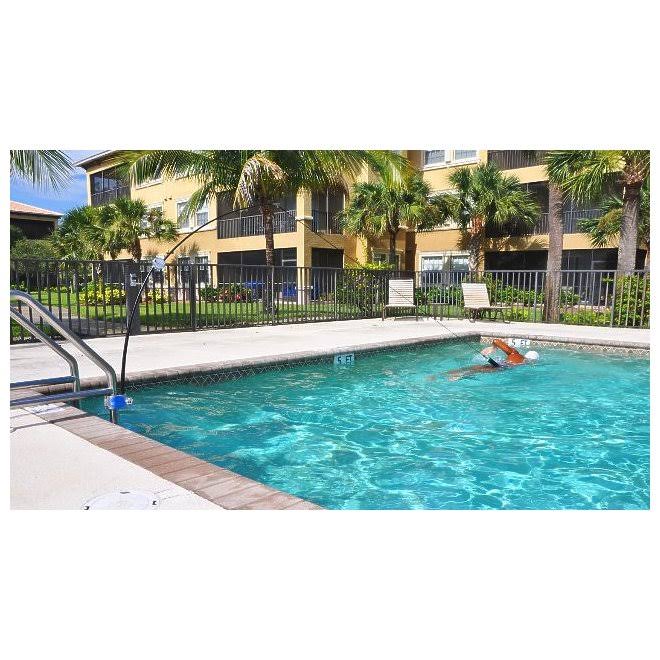 2 Part Pole Swimming Tether System with Portable Ladder and Handrail Clamp on Base V521487