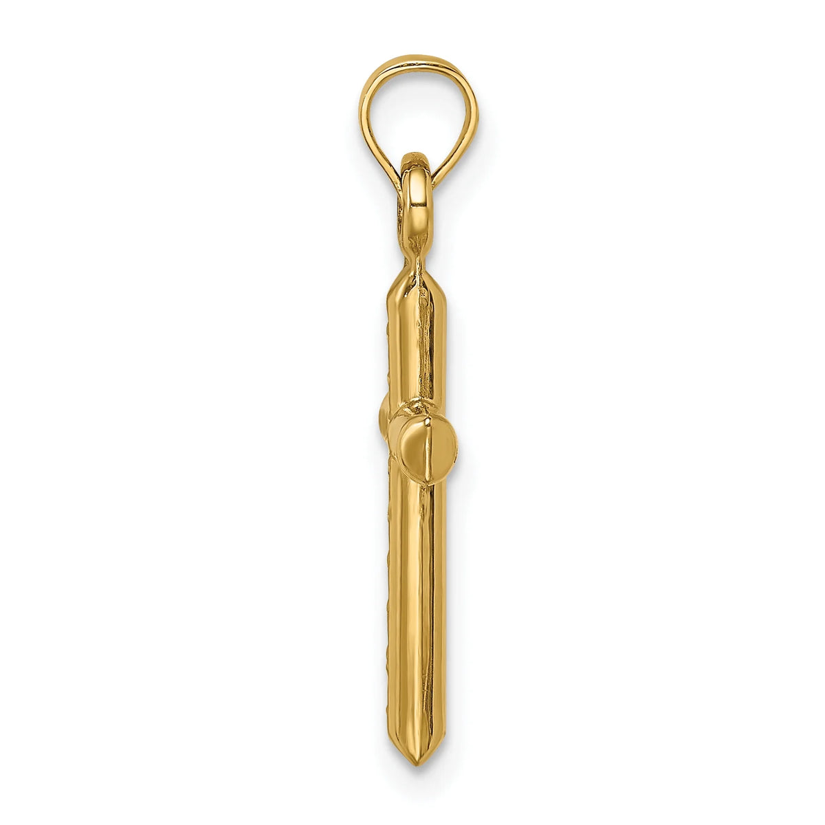 14K Yellow Gold Polished Hollow Diamond-Cut Cross Pendant Charm R956415