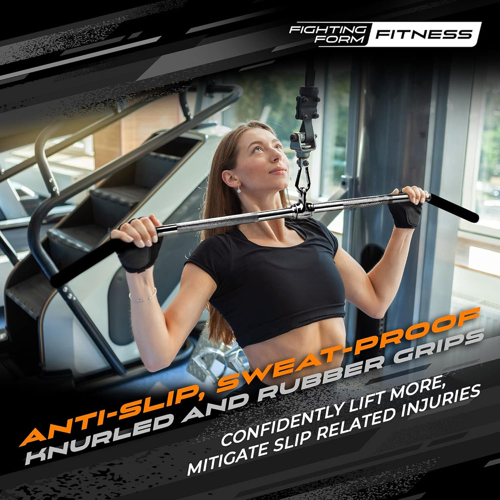 LAT Pull Down Bar, 600LB HD Max, Wide 47” Wingspan, Knurled Grips, Pack of 2 B501