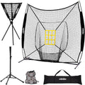 7 X 7 Feet Baseball Backstop Practice Net with Tee Caddy 12 Pack Baseballs Set H3678