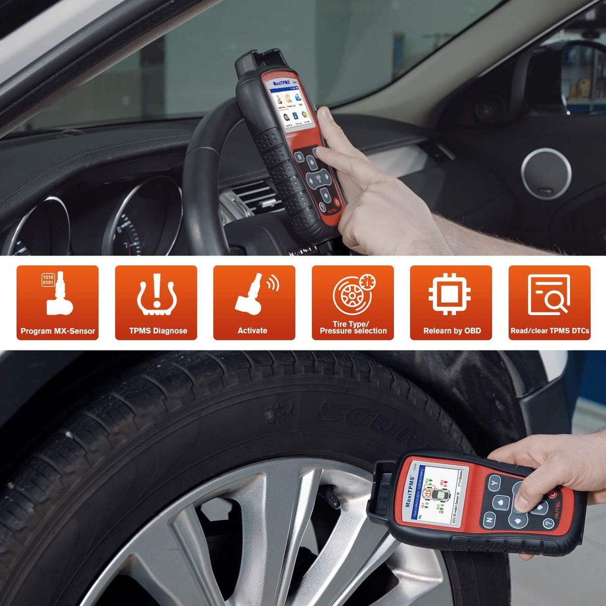 TPMS Relearn Tool with 4 PCS 315MHz & 4PCS 433MHz Sensor Kit Z94056