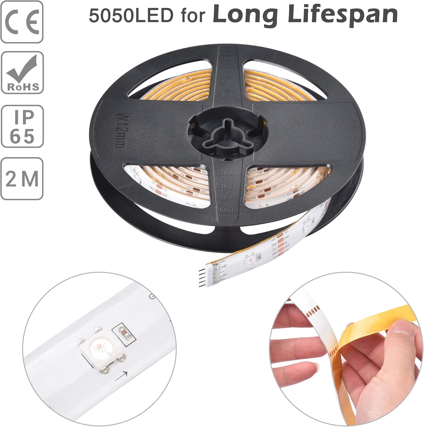 6.6 Ft WIFI Smart LED Strip Light Kit 5050 RGB Color Changing Pack of 2 O19109