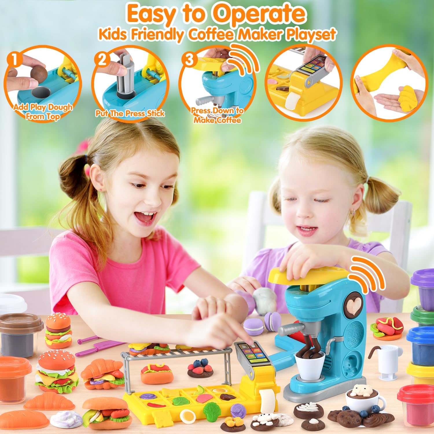 Multicolor Playdough Coffee Maker Toy Set P9376