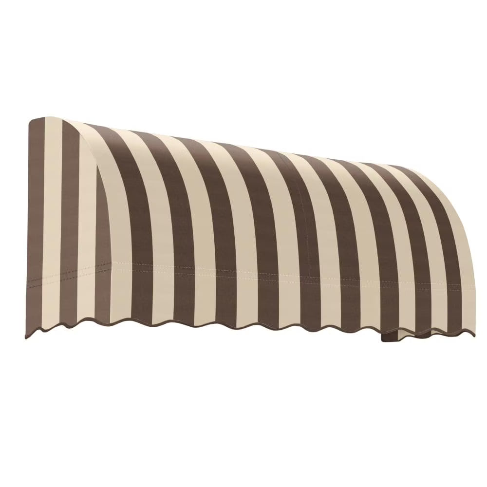 10.375 ft Fixed Awning Acrylic Fabric, Brown/Tan Stripe H122