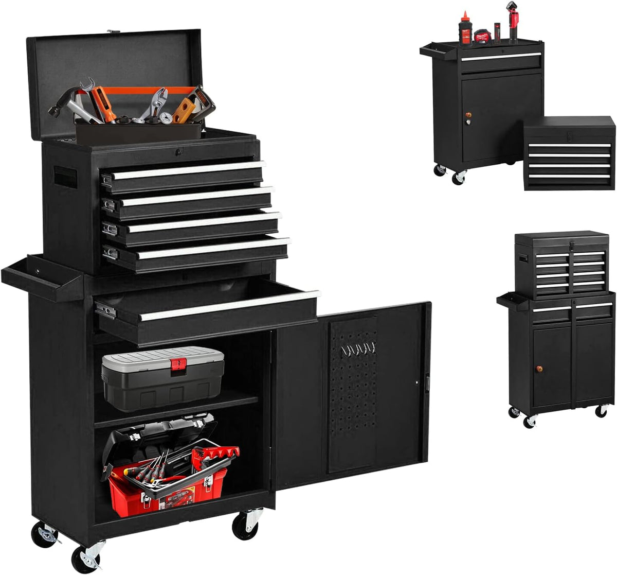 Black 5-Drawer Rolling Tool Chest with Wheels T43678