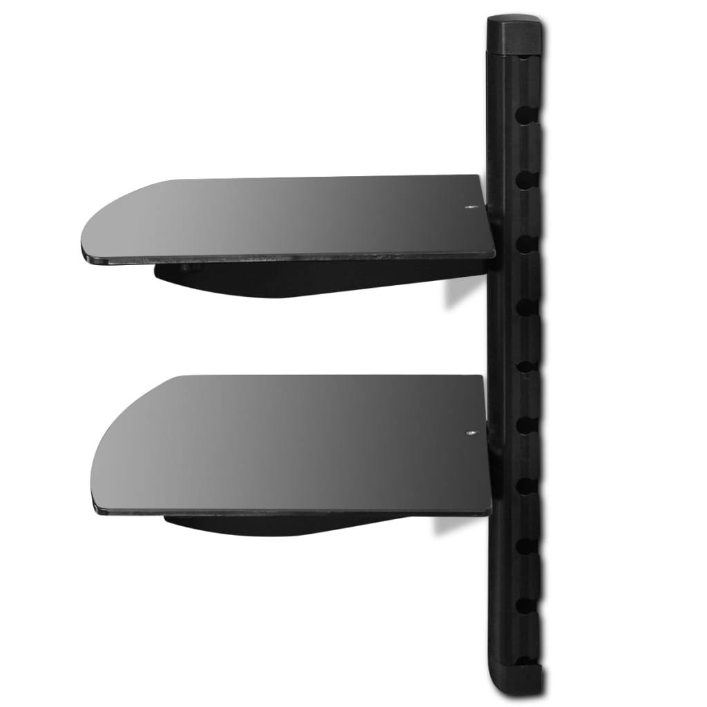 Black Wall Mounted Glass DVD Shelf P5853
