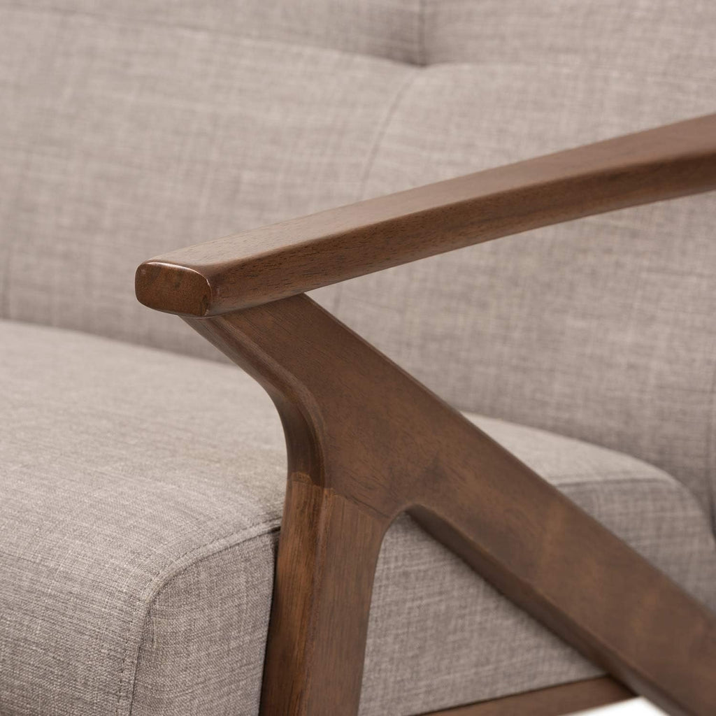Light Grey Walnut Fabric Tufted 2-Seater Loveseat B204