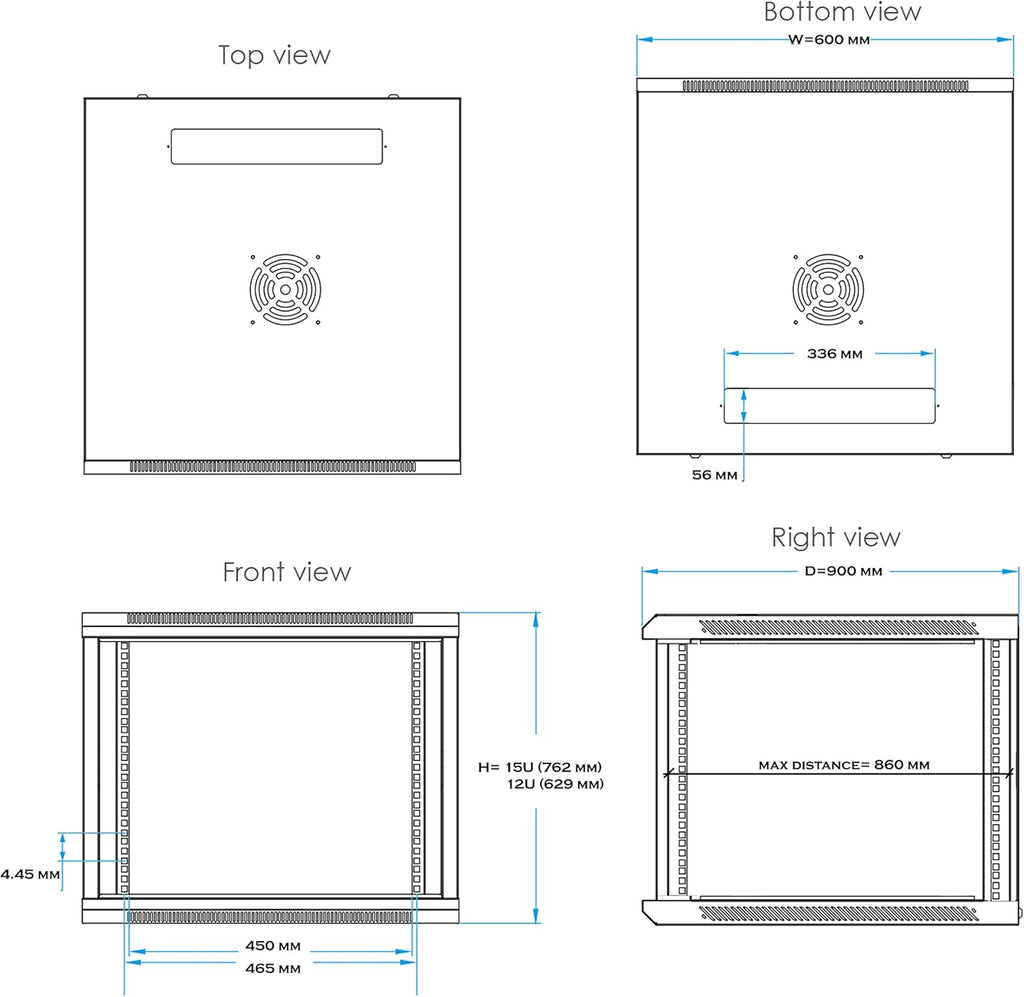 15U 35 Inch Depth Server Rack Cabinet Enclosure P37910