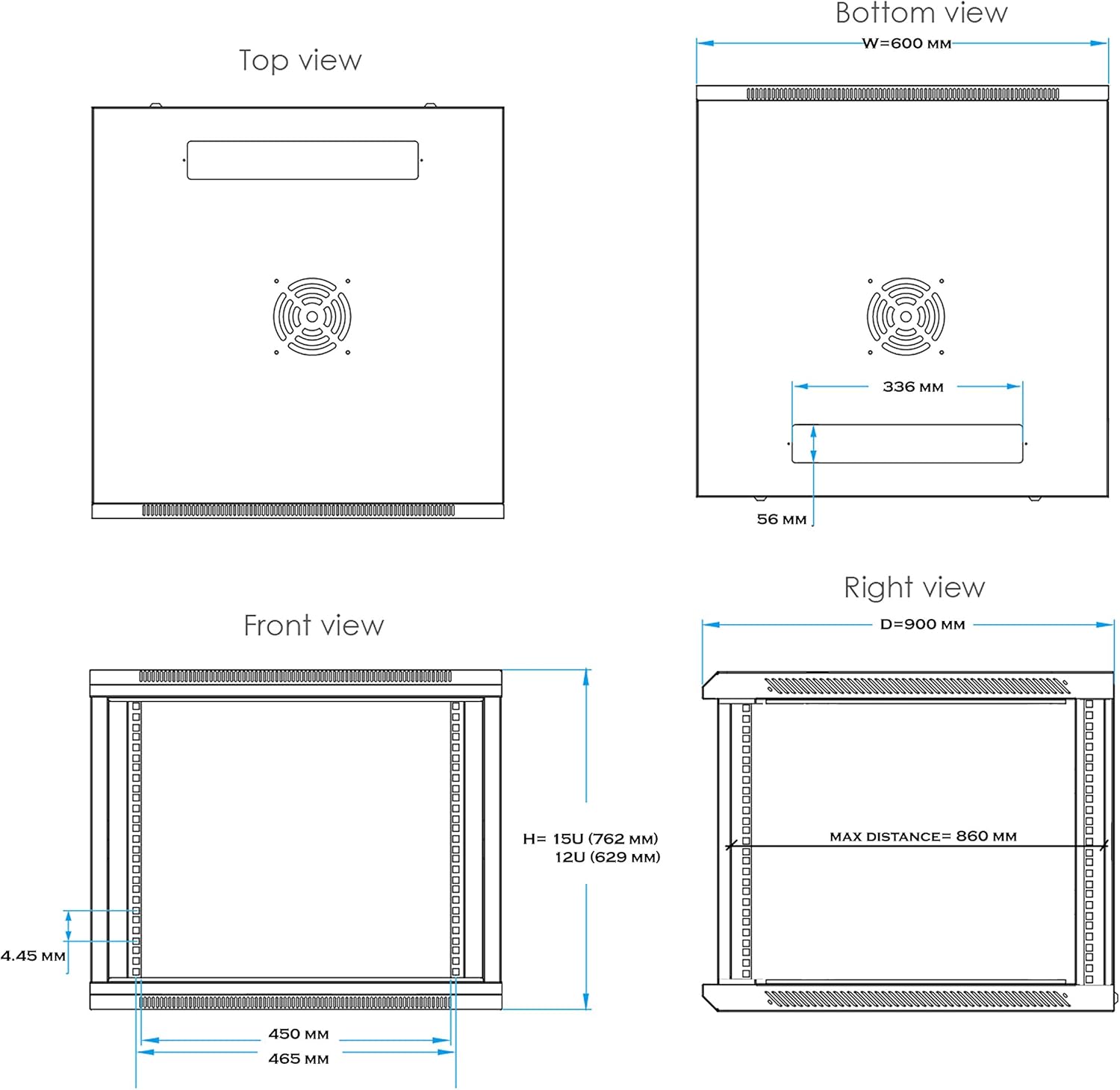 15U 35 Inch Depth Server Rack Cabinet Enclosure P37910