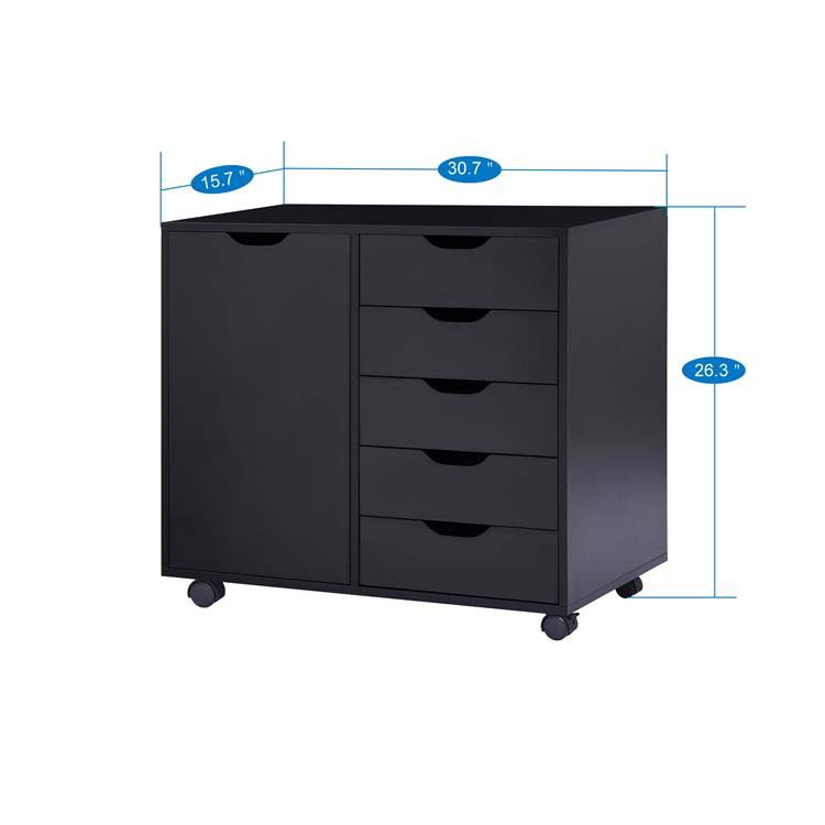 Gray 5-Drawer Office Storage Cabinet with Shelves R82246