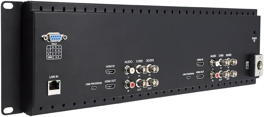 Dual 7 Inch 3RU Broadcast SDI Rack Mount Monitor IPS 1280x800 HD LCD Screen 3G SDI HDMI AV Input and Output K6383