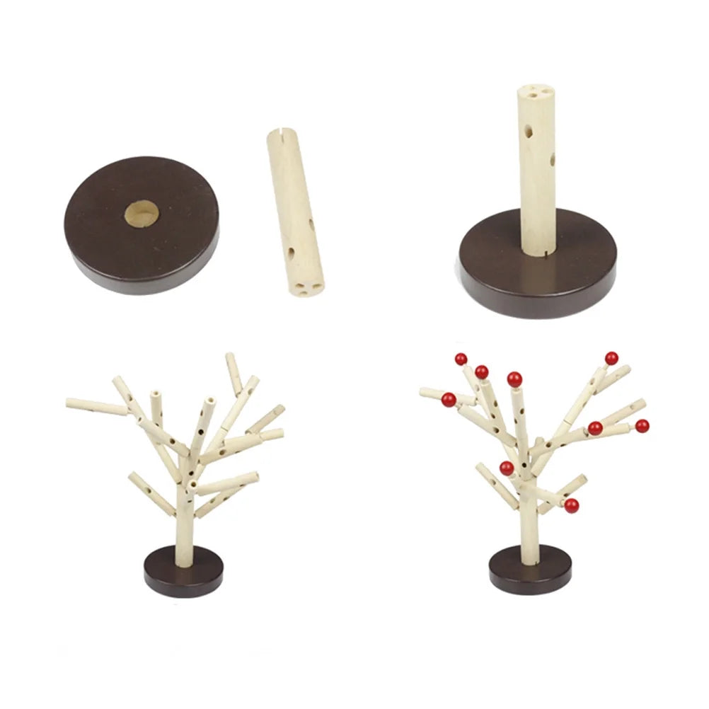 Creative Wooden Tree Blocks with Leaves 3D Building Set Toy (Yellow) E74395
