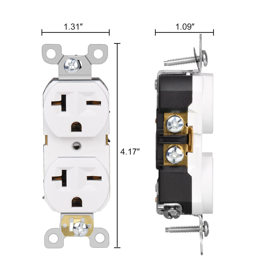 20Amp 250V 2 Pole 3 Wire White 10-Pack Wall Outlet Receptacle W31676