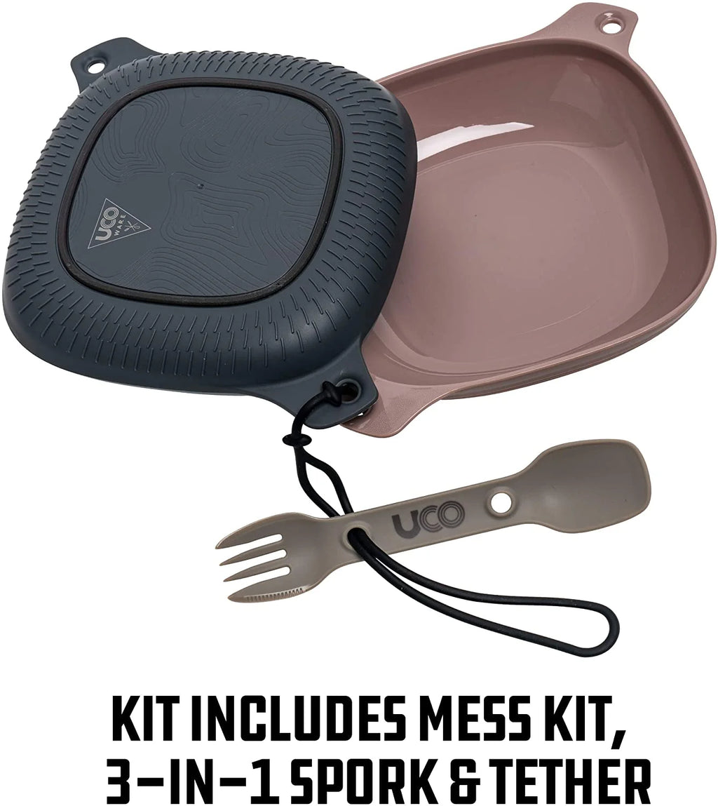 4-Piece Camping Mess Kit with Bowl, Plate and 3-in-1 Spork Utensil Set E999