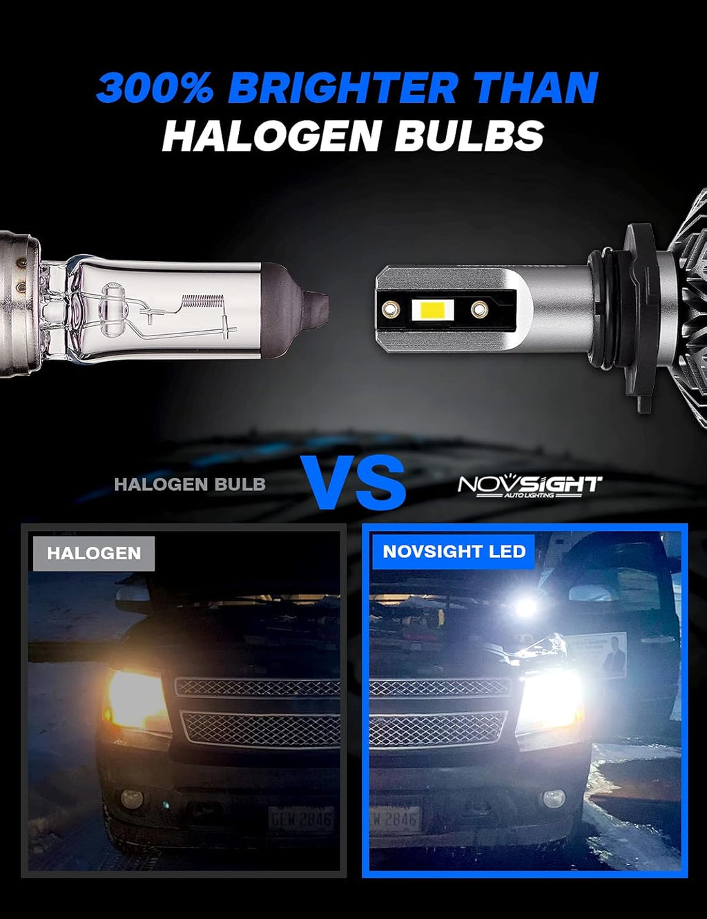 9006/HB4 Low Beam 9005/HB3 High Beam 26000LM 120W LED Headlight Bulbs Combo, 6500K Cool White, Pack of 4 Pack of 2 C686