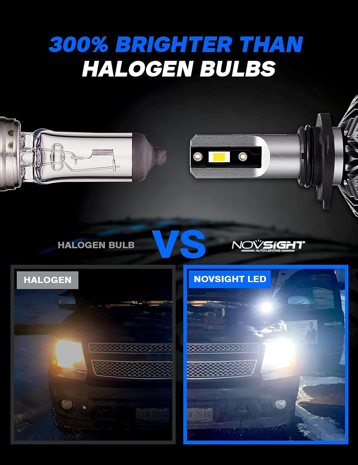 9006/HB4 Low Beam 9005/HB3 High Beam 26000LM 120W LED Headlight Bulbs Combo, 6500K Cool White, Pack of 4 Pack of 2 C686