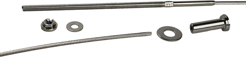 Stainless Steel Cable Railing Installation Kit for Deck Railing for 4x4 and 6x6 Posts, 1/8 Inch Cable, 25 Feet with Long Terminals and Stainless Chamfer Caps Q464