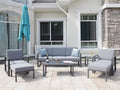 Gray Aluminum Patio Sectional Sofa Set with Table and Ottoman W32909