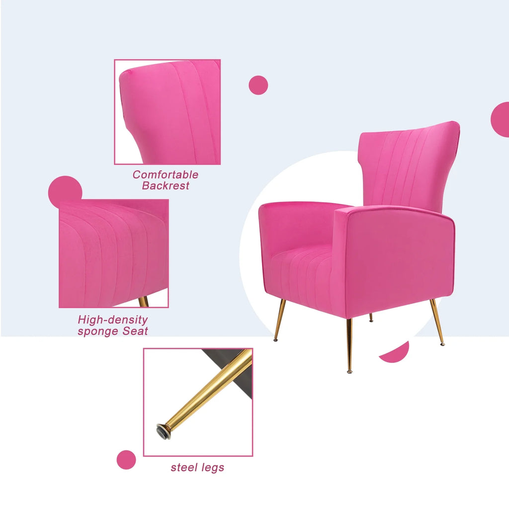 Velvet Wingback Accent Chair with Gold Legs N803281