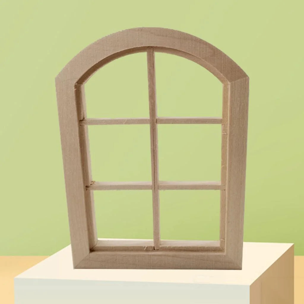 Unpainted 6 Panel Window Doll House Miniature D58418