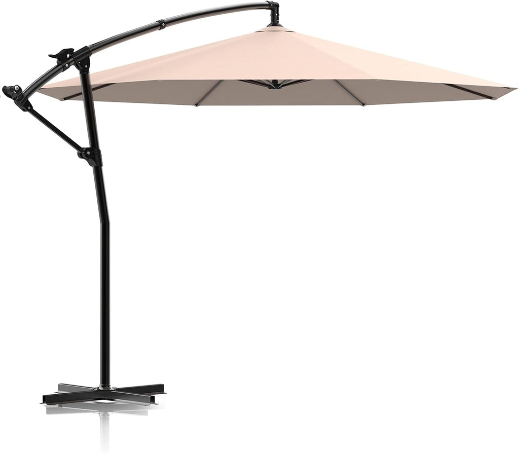 8 Ft Cantilever Offset Patio Umbrella with Crank & Cross Base, Dark Grey I4414