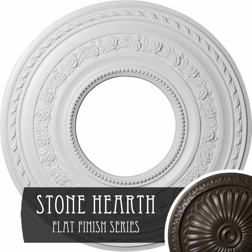 29 3/8x22OD x 11 5/8x22ID x 1 1/8x22P Hand-Painted Stone Hearth Ceiling Medallion D961040