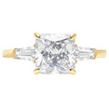 Asscher Cut Clear Simulated Diamond 18k Yellow Gold Three-Stone Ring C562198