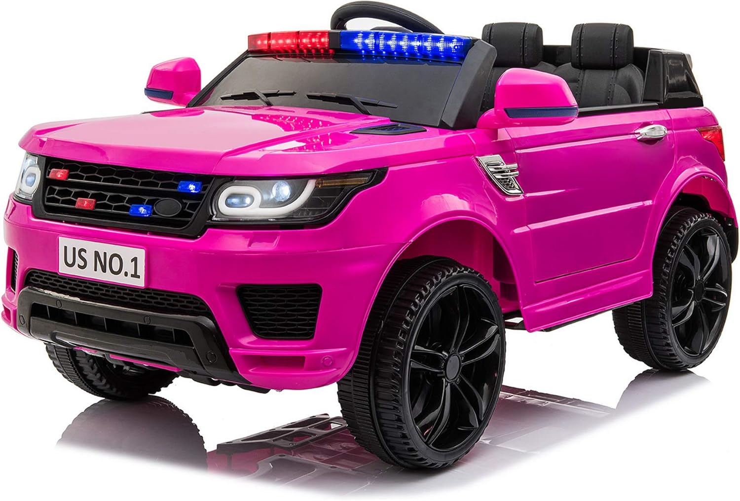 Black 12V Kids Ride On Police Car with Remote Control H6063
