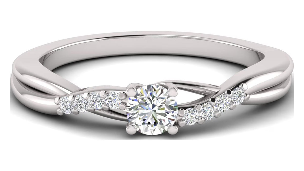 10k White Gold Diamond Halo Engagement Ring O22041