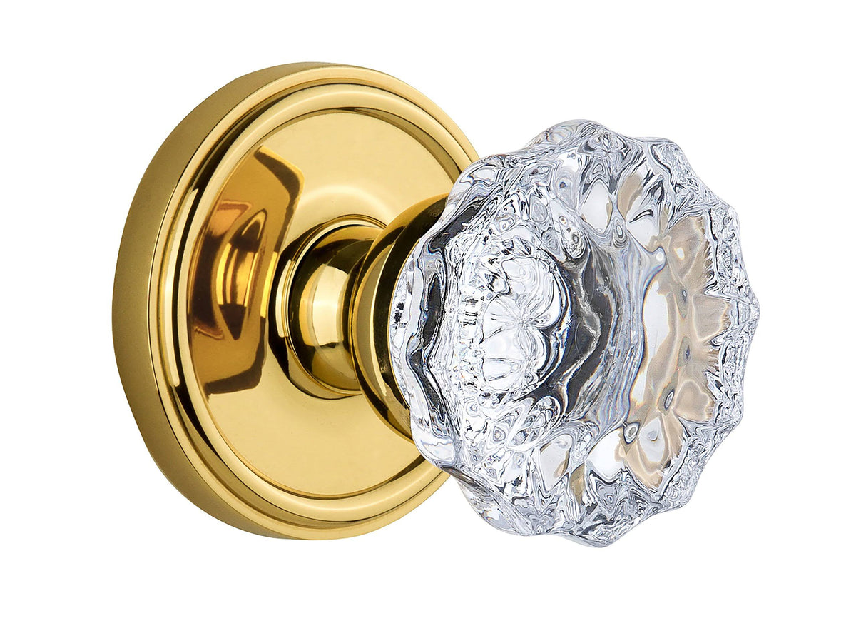Polished Brass Single Dummy Door Knob with Crystal Knob H566