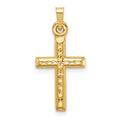 14K Yellow Gold Polished Hollow Diamond-Cut Cross Pendant Charm R956415