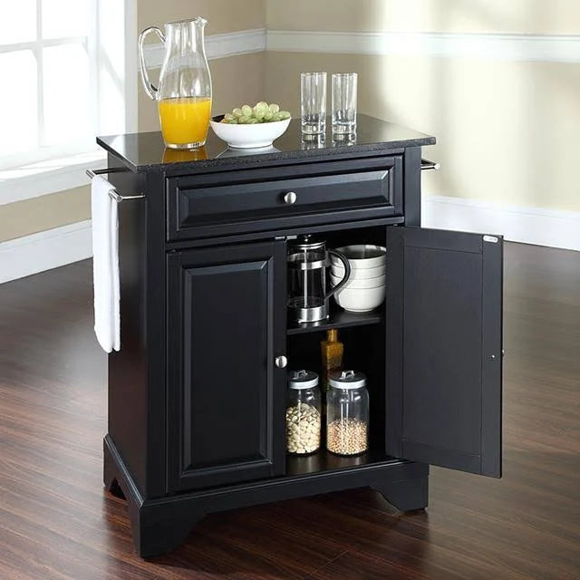 Mahogany Solid Black Granite Top Portable Kitchen Island A846