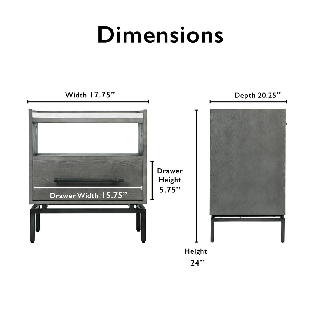 Grey Ash Finish Bedside Table N592