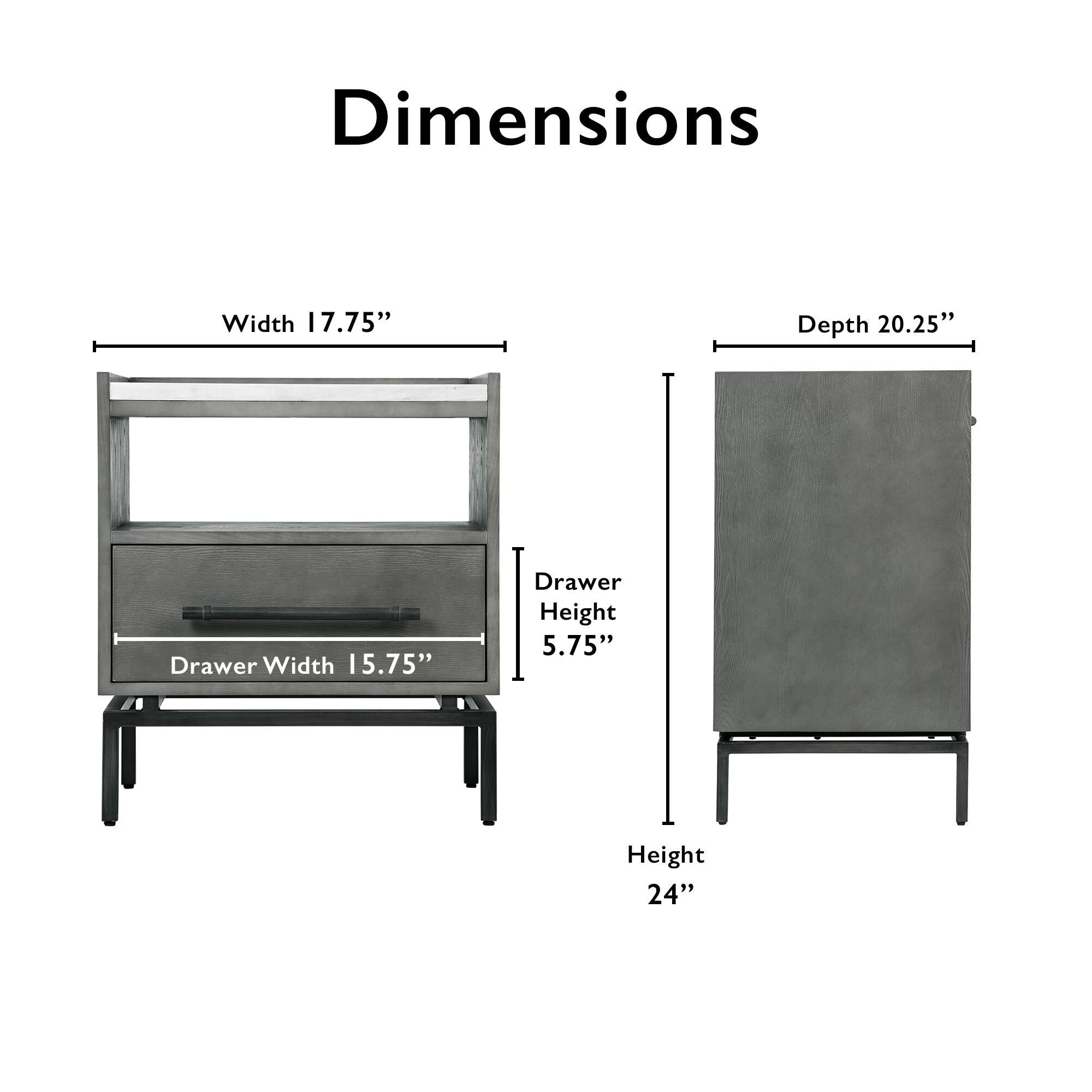 Grey Ash Finish Bedside Table N592