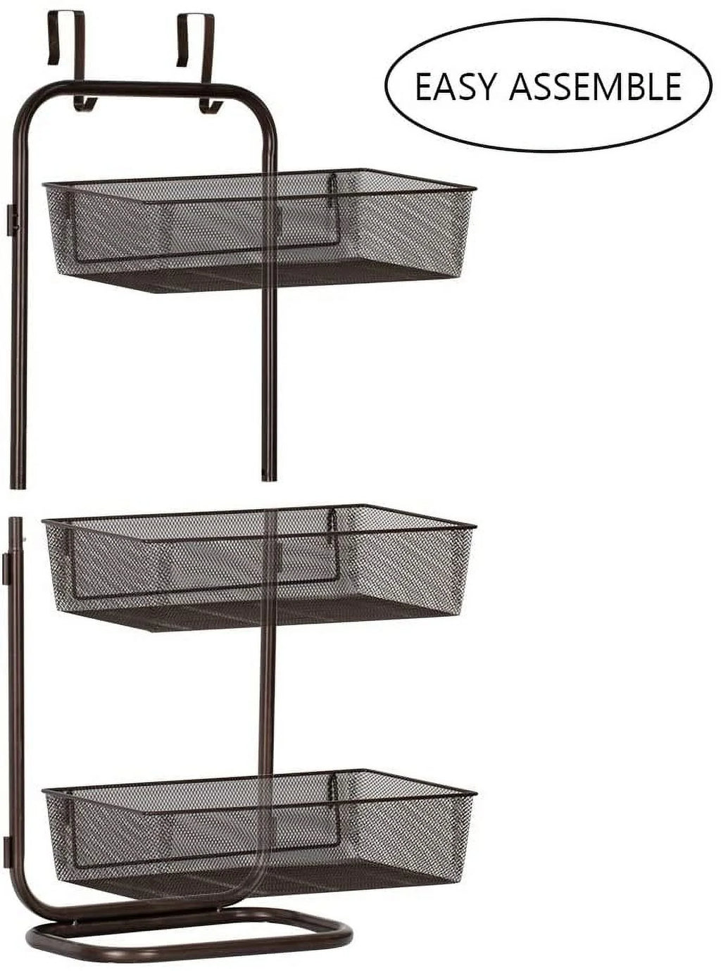 3-Tier Mesh Over the Door Basket Organizer Dark Brown Y929936