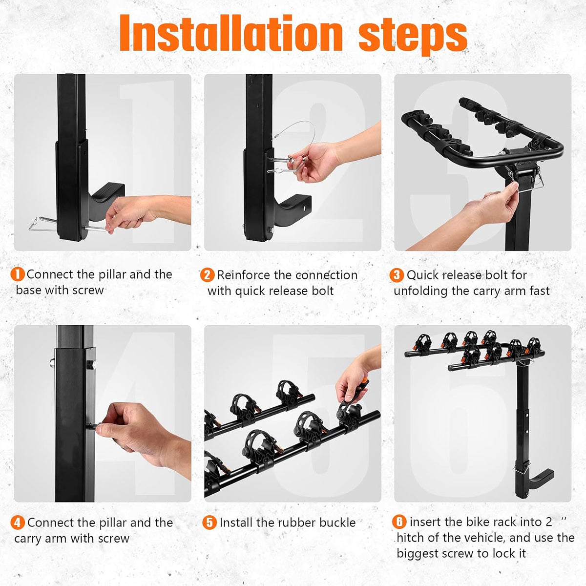 Black 2 inch Hitch Mount Double Foldable Bike Rack S824722