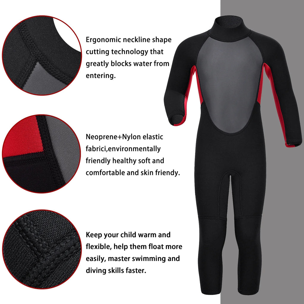 Kids 2mm Neoprene Full Wetsuit with Back Zip I952