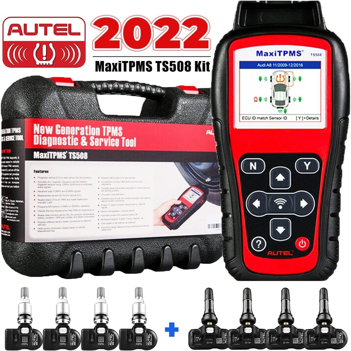 TPMS Relearn Tool with 4 PCS 315MHz & 4PCS 433MHz Sensor Kit Z94056