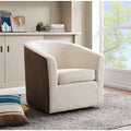 28.5cm Wide Swivel Barrel Chair Fabric Cream Velvet Brown A289