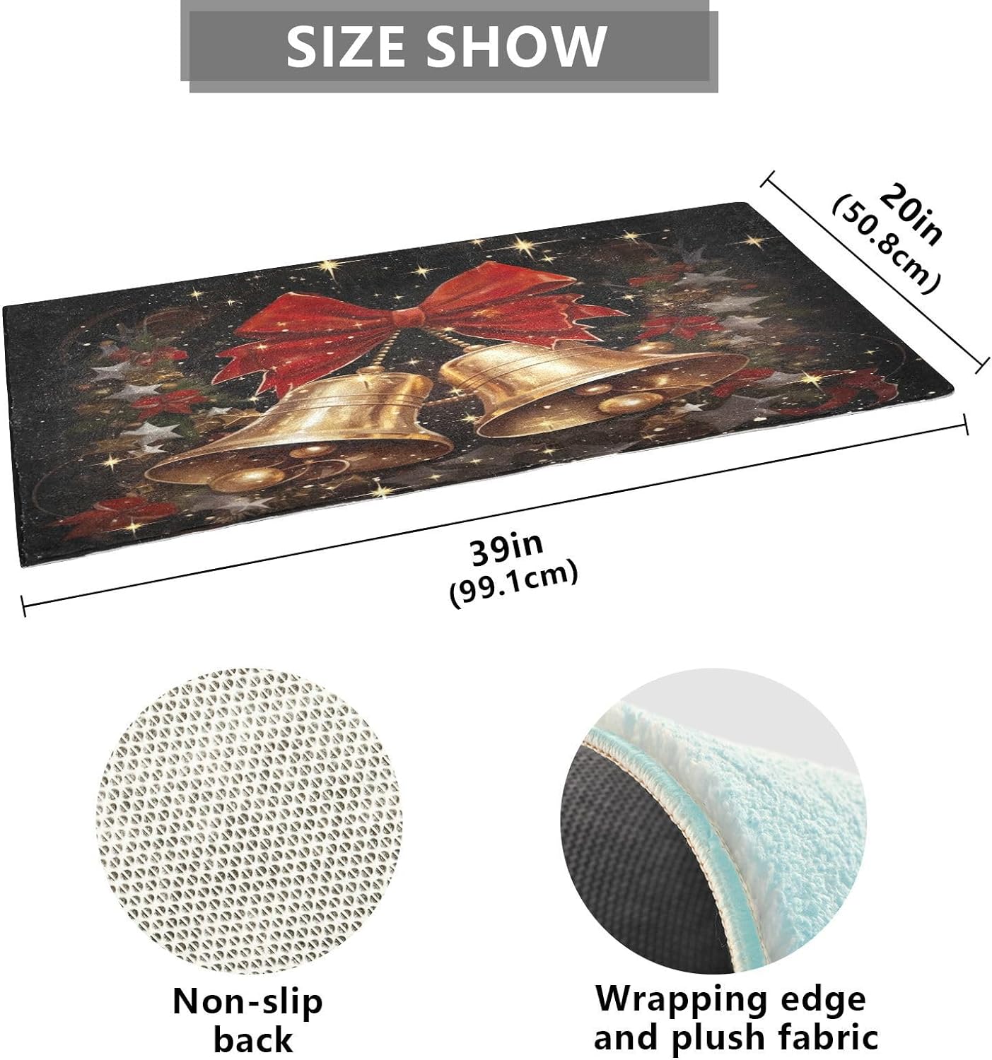 Non Slip Quick Dry Shaggy Bath Mat 39x20 in T483