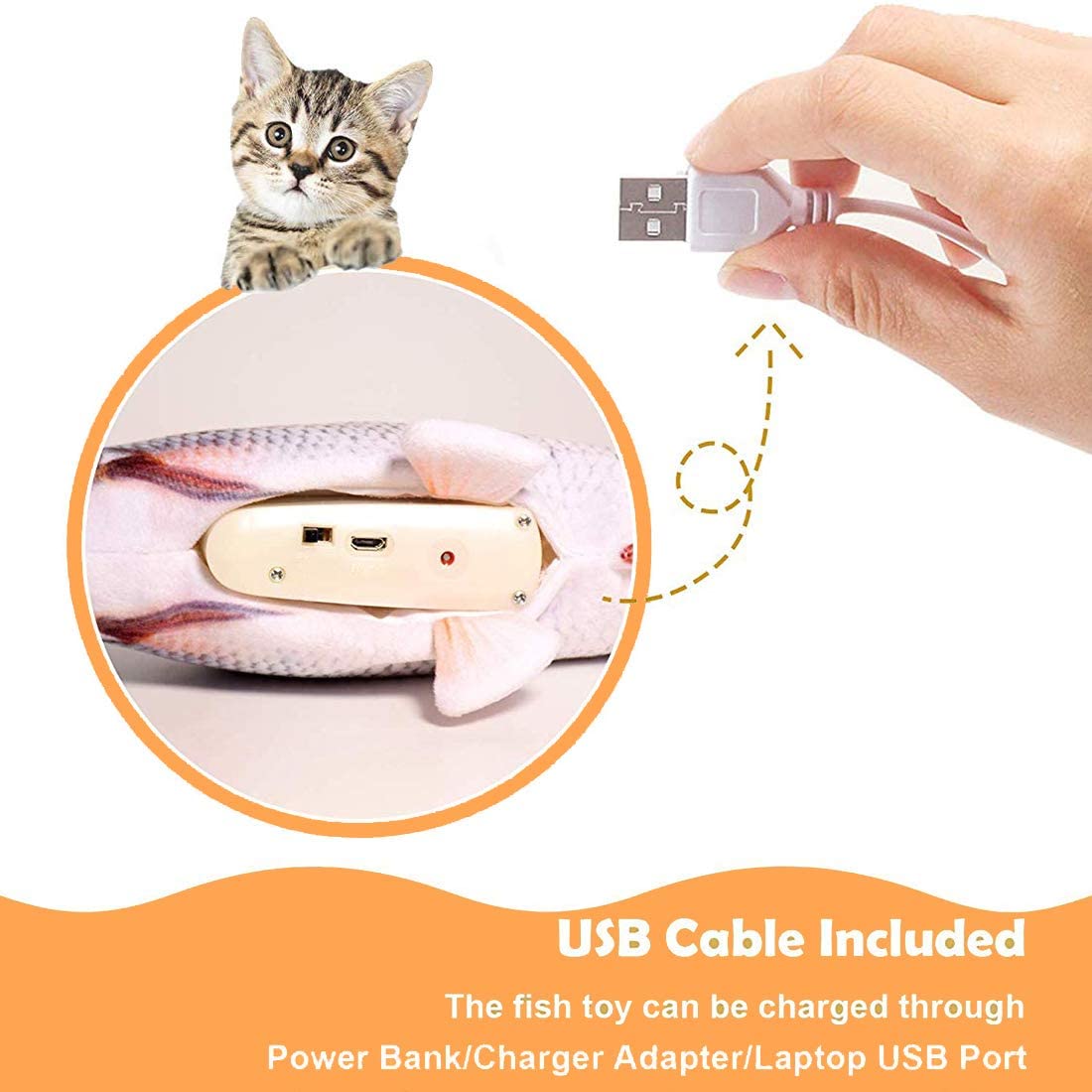 Electric Moving Cat Kicker Fish Toy T606