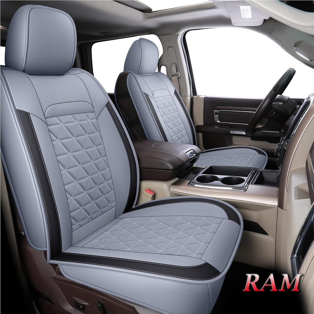 Black Waterproof Leather Car Seat Covers Full Set for Truck Pickup CrewCab with Curved Back Bench R1584