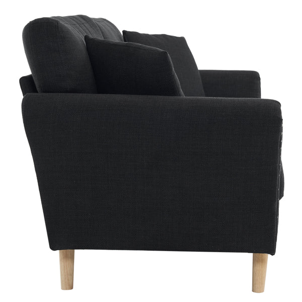 Black Upholstered 2-Seat Loveseat Sofa with 2 Pillows J738701
