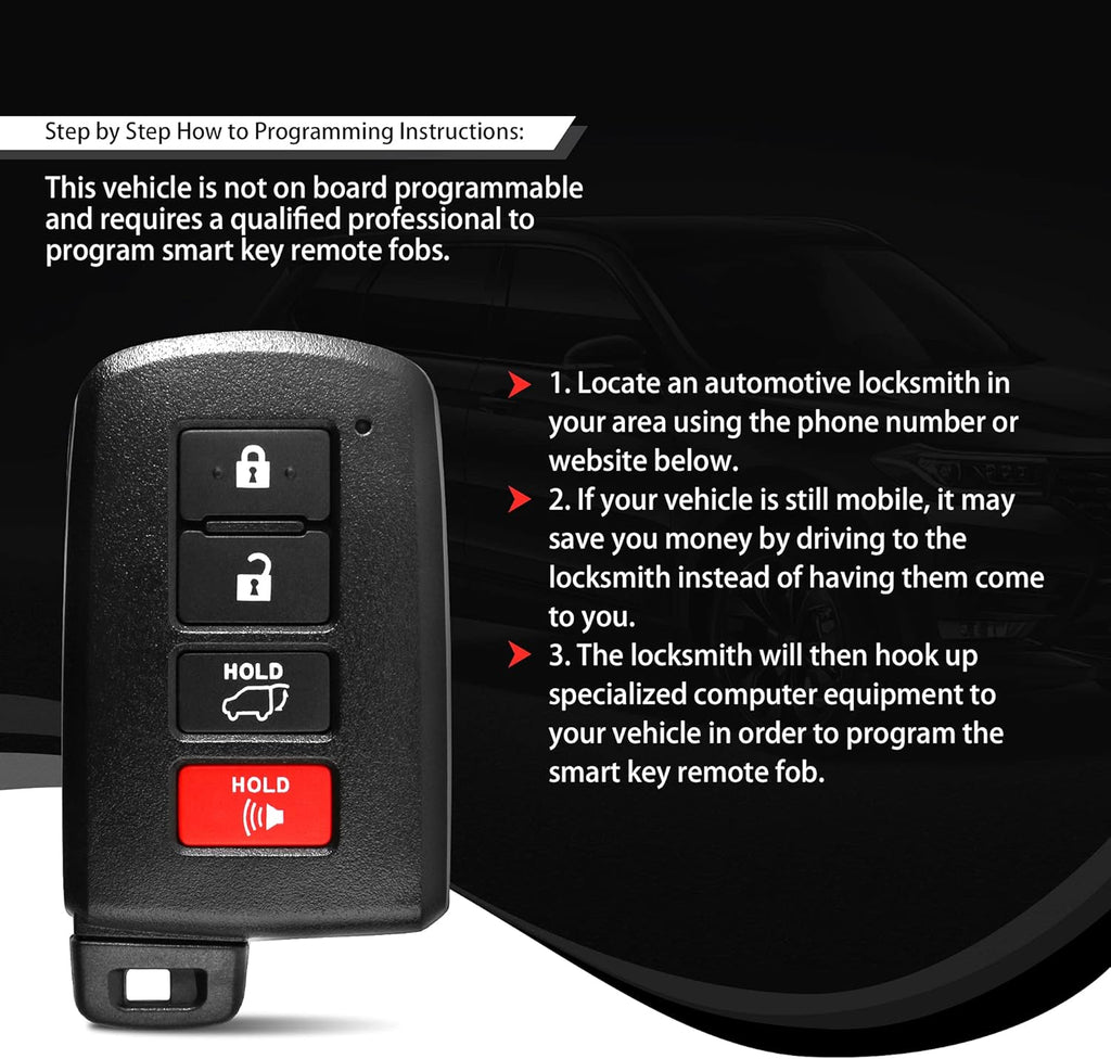 Key Fob for Toyota Highlander 2014-2019 4-Buttons Keyless Entry Remote O8941