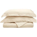 Ivory Beige Solid Cotton Duvet Cover Set G66908